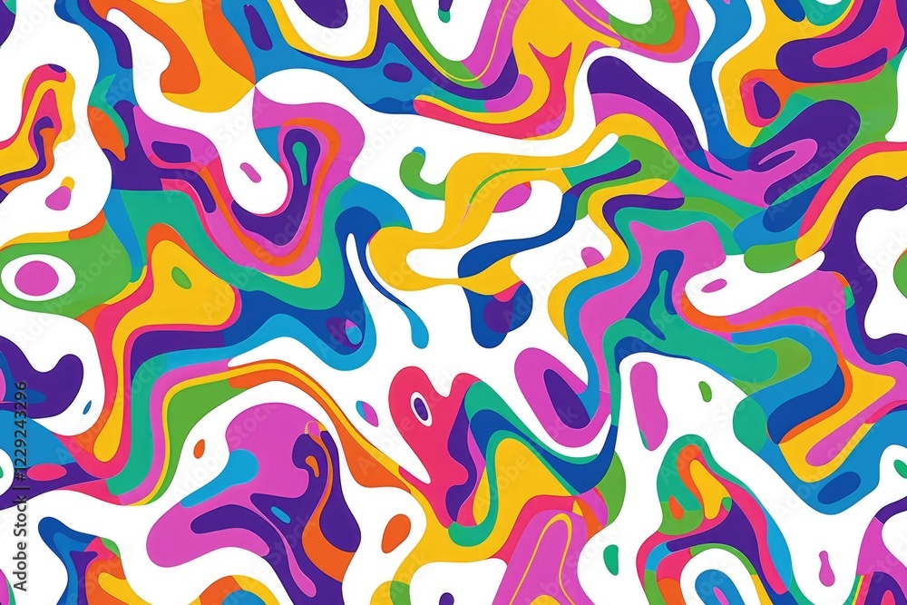Poster colorful abstract shapes in a fluid pattern. background image of colorful liquid pattern with white 