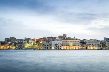 City view at dusk, Brindisi, Puglia, Italy, Europe