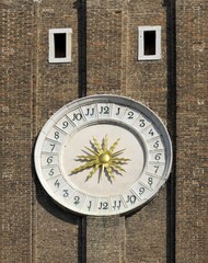 Sundial at the church tower, Church Chiesa dei Santi Apostoli, Venice, Veneto, Italy, Europe