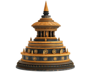 beautifully crafted Buddhist stupa featuring intricate designs and golden spire, symbolizing peace and spirituality. This stunning structure is often found in sacred locations