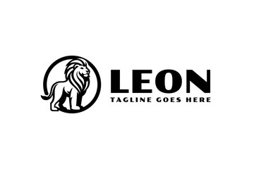 lion standing logo design concept premium vector template