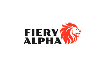 lion fire flame logo design template