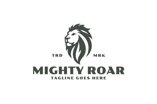 mighty roar lion fire flame logo design template