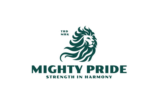 mighty pride royal king lion head logo vector 
