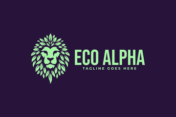 luxury lion leaf logo design template