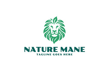 luxury lion leaf logo design template