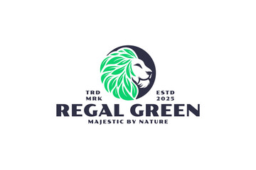 luxury lion leaf logo design template