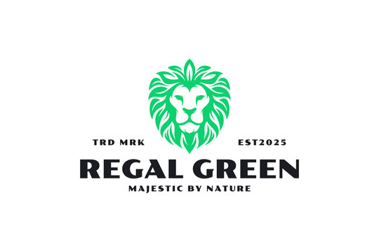 luxury lion leaf logo design template