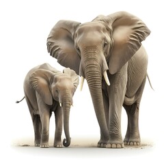 Obraz premium African elephant, also African steppe elephant or African bush elephant (Loxodonta africana), in front of white background, AI generated