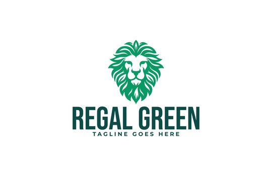 luxury lion leaf logo design template