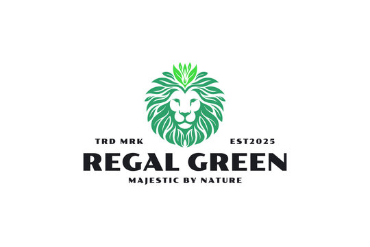 luxury lion leaf logo design template