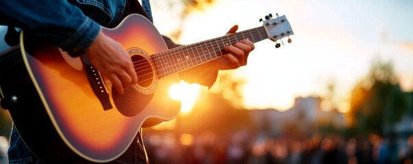 Captivating Acoustic Performance at Sunset