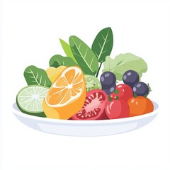 Flat vector of a healthy food pyramid with fruits, vegetables, and proteins, nutrition concept, white background png