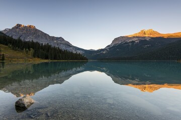 Emerald Lake, Yoho National Park, evening mood Canadian Rockies, British Columbia Province, Canada,...