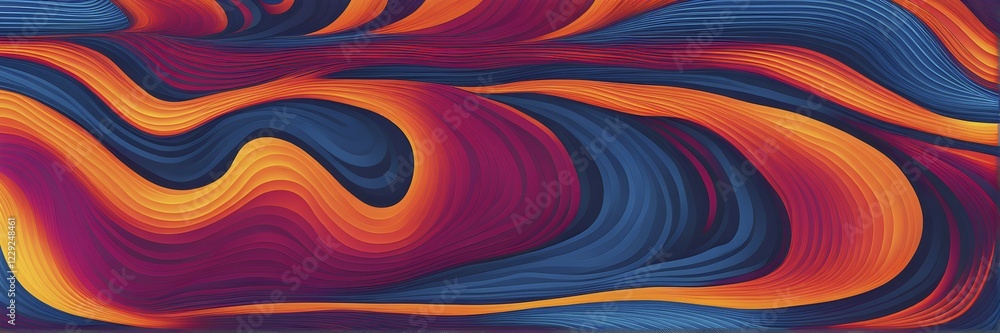 Aufkleber seamless abstract pattern of vector fluid curved lines creating a dynamic ripple effect in vibrant c