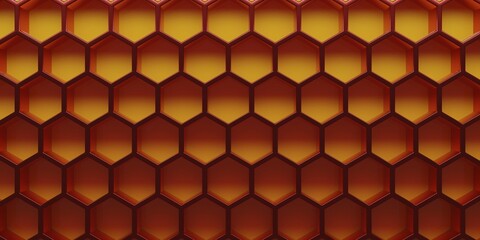 Red honeycomb or hexagon background us as header or backdrop, 3d rendering