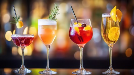 high-end cocktail bar with plush seating, an extensive cocktail menu, and elegant glassware,