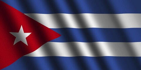The Cuban flag flying in the wind