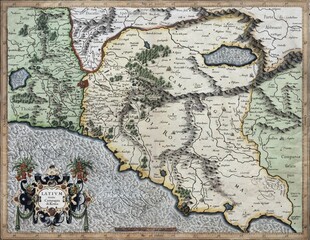 Campagna, area around Rome, hand-coloured copper engraving by Gerhard Mercator, 1623, Italy, Europe