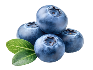 pile blueberries and leaf isolated on transparent background PNG image