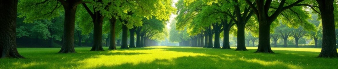 Tall trees casting dappled shadows on the ground, foliage, scenery, natural