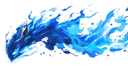 Dynamic blue flame dragon on transparent background. Transparent background