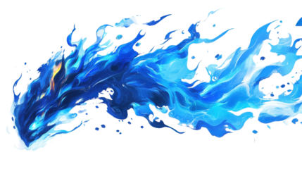 Dynamic blue flame dragon on transparent background. Transparent background