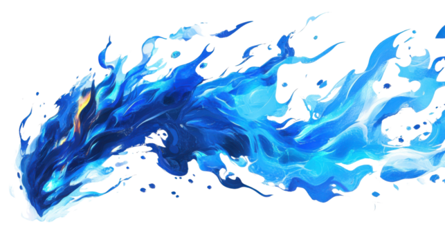 Dynamic blue flame dragon on transparent background. Transparent background