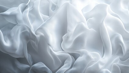 Obraz premium A 3D-rendered abstract wallpaper background featuring intricate white wavy lines, creating a fluid, undulating texture. Minimalist and modern design with soft curves, light shadows