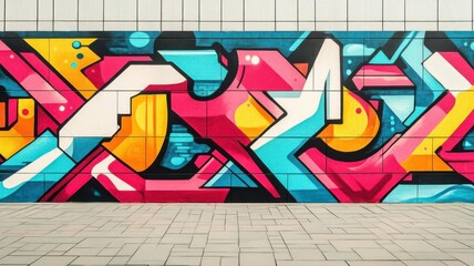 bold street graffiti art flat design side view urban theme cartoon drawing triadic color scheme