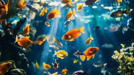 Colorful fish swimming in a vibrant underwater scene