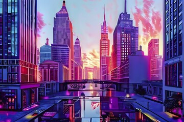 Obraz premium AI generated visual journey through a morphing cityscape