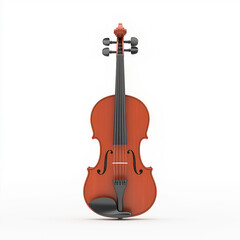 Obraz premium A violin, musical instrument element, ultra-detailed 3D illustration, bow included, isolated on white background