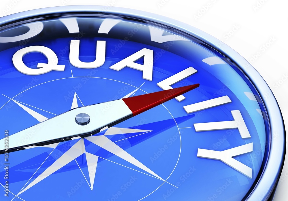 Poster high resolution rendering of a compass with a quality icon