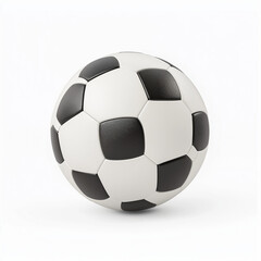 Obraz premium A classic soccer ball, sports equipment element, hyper-realistic 3D rendering, black and white hexagon pattern, isolated on white background