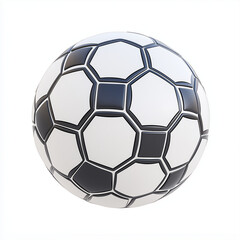 Fototapeta premium A classic soccer ball, sports equipment element, hyper-realistic 3D rendering, black and white hexagon pattern, isolated on white background