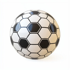 Fototapeta premium A classic soccer ball, sports equipment element, hyper-realistic 3D rendering, black and white hexagon pattern, isolated on white background