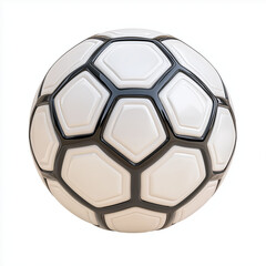 Obraz premium A classic soccer ball, sports equipment element, hyper-realistic 3D rendering, black and white hexagon pattern, isolated on white background