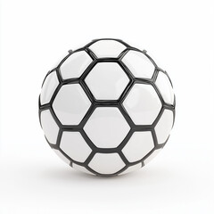 Fototapeta premium A classic soccer ball, sports equipment element, hyper-realistic 3D rendering, black and white hexagon pattern, isolated on white background