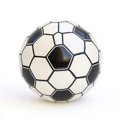 Fototapeta premium A classic soccer ball, sports equipment element, hyper-realistic 3D rendering, black and white hexagon pattern, isolated on white background
