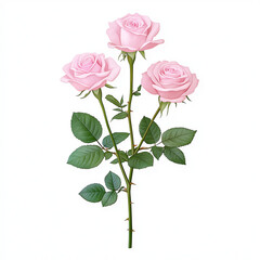 A bouquet of roses, romantic Valentine’s Day flowers, watercolor painting, soft pastel tones, isolated on white background