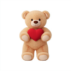 A teddy bear holding a heart, Valentine&rsquo;s Day plush toy, vector illustration, cute and adorable, isolated on white background