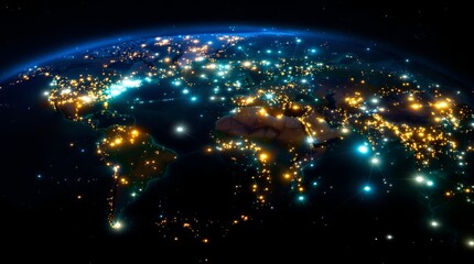 Illuminated Planet: Earth at Night Showcasing Global Connectivity