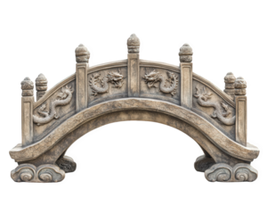 decorative Chinese stone bridge featuring intricate dragon motifs, showcasing traditional craftsmanship and cultural significance. This elegant structure adds charm to any landscape