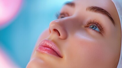 Fototapeta premium Serene Young Woman Receiving Facial Treatment Close Up