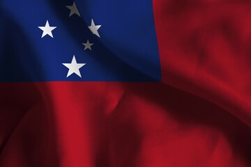 A ruffled fabric flag of Samoa