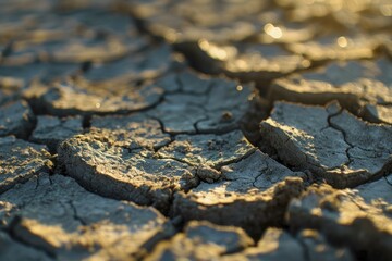 Dried-out soil with deep cracks and structured surface, symbol of global warming, AI generated, AI generated