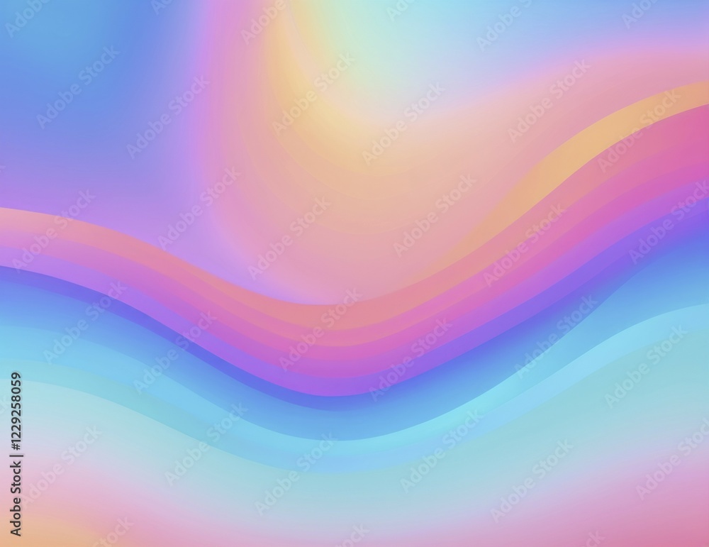 Poster pastel gradient abstract with smooth wavy lines creating a tranquil atmosphere, ai generated