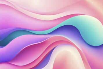 Flowing pastel waves with a smooth gradient combining pink, purple, and blue hues, AI generated