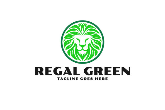 luxury lion leaf logo design template